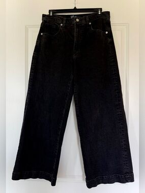 GAP Black High-Rise Wide-Leg Crop Jeans Size 8/29R